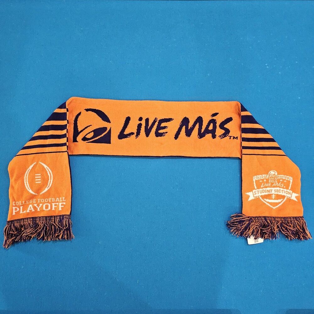 Taco Bell College Football Playoff Scarf Clemson Acrylic Orange Purple NWT